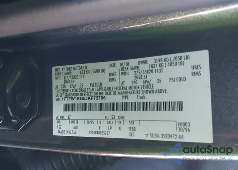 2018 Ford F-150 Xlt z USA, uszkodzony, nr VIN 1FTFW1EG5JKF75706